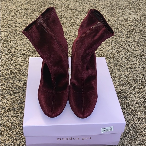 Madden Girl Shoes - Madden Girl Burgundy velvet booties
